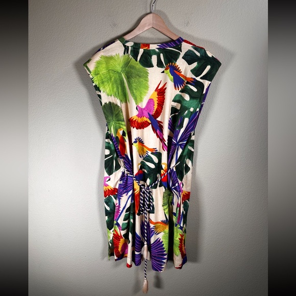 NWT Farm Rio Sand Macaw Jungle Organic Cotton T-Shirt Dress - Picture 7 of 14